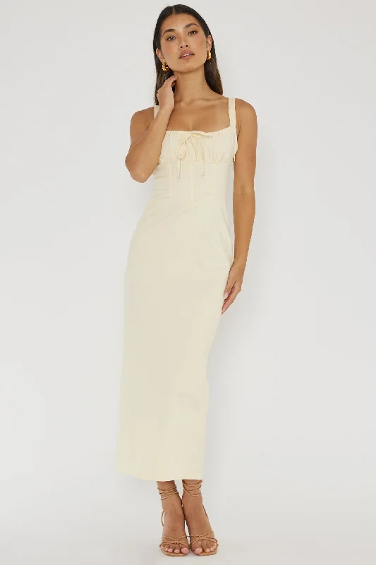 Sweet Pea Tied Bust Midi Dress Butter