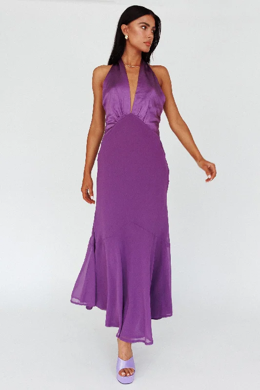 Vision Halterneck Midi Dress Violet