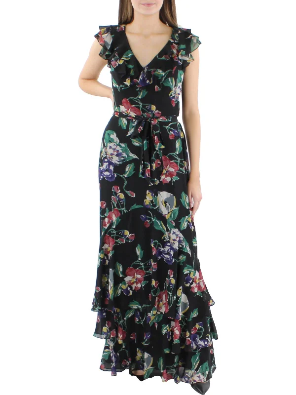 Womens Georgette Floral Print Maxi Dress