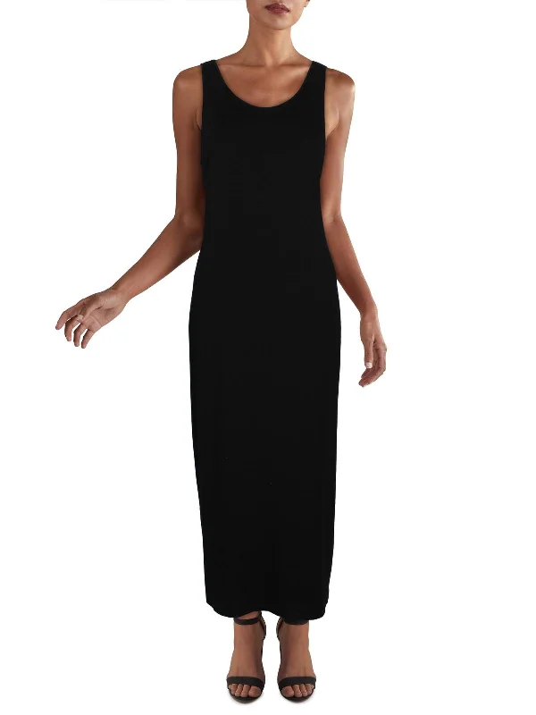 Womens Scoop Neck Stretch Midi Dress