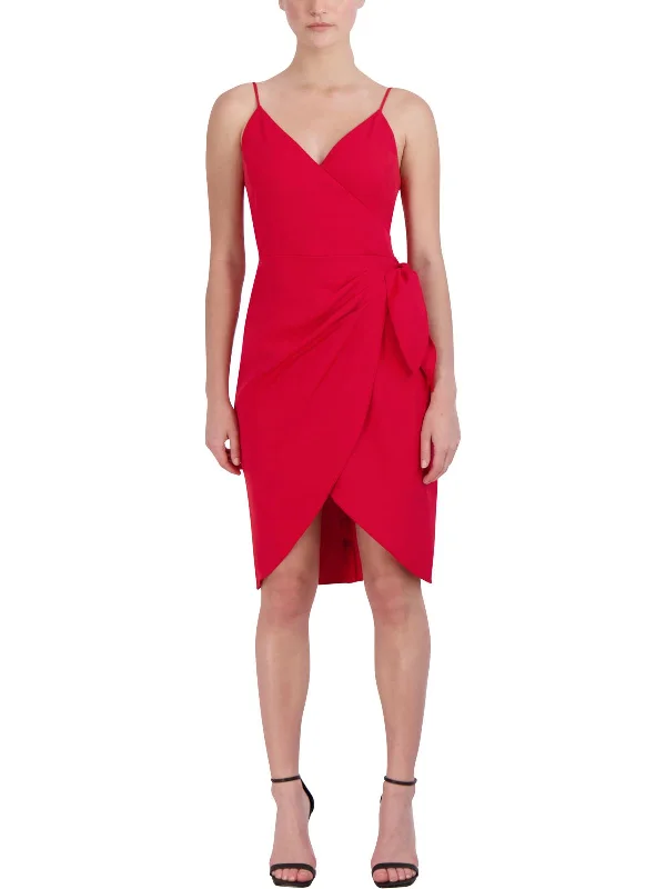 Womens Sleeveless Mini Wrap Dress