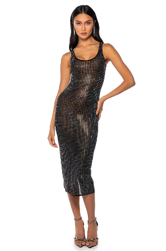 YULIA MESH SPARKLE MIDI DRESS