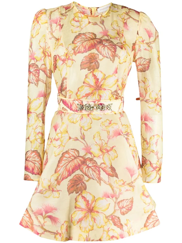 Zimmermann Matchmaker Floral Mini Dress Yellow Hibiscus