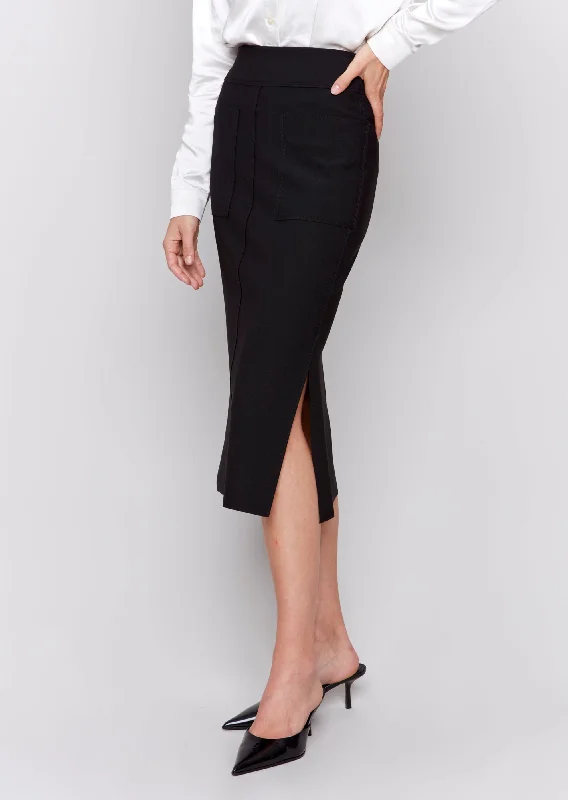 Charlie B - Knee Length Side Slit Skirt