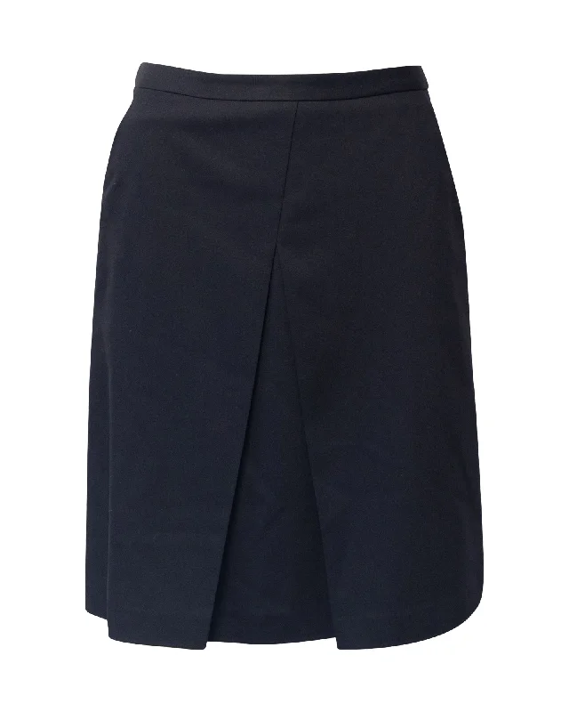 Jil Sander A-line Skirt in Navy Blue Wool