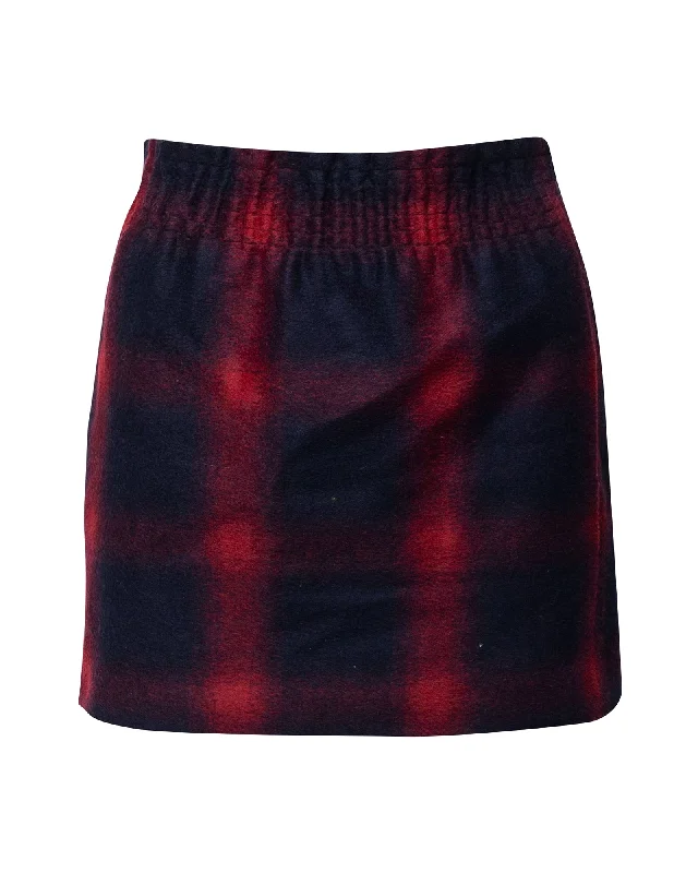 Maje Plaid Mini Skirt in Multicolor Wool