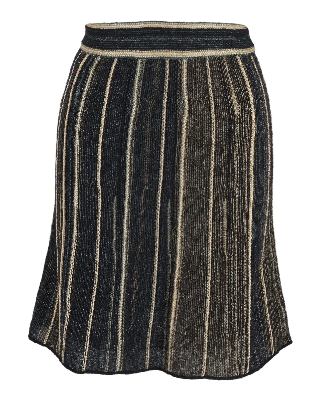 Missoni Stripe Metallic Skirt in Black Viscose