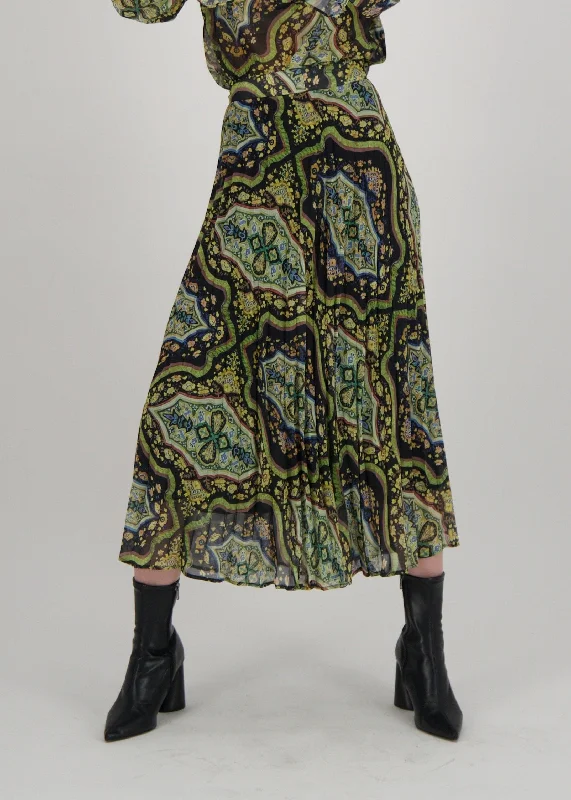 Spanner - Mosaic Print Sunray Pleated Skirt