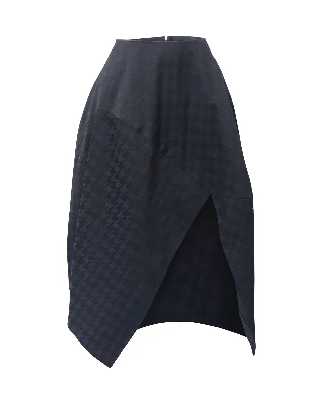 Stella McCartney Jacquard Houndstooth Asymmetrical Skirt in Black Cotton