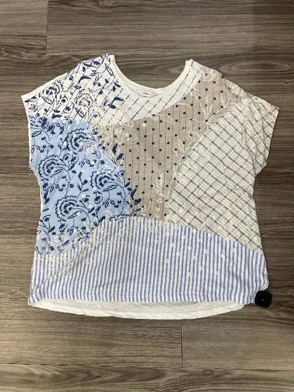 Top Short Sleeve By Cj Banks In Blue & White, Size: 3x