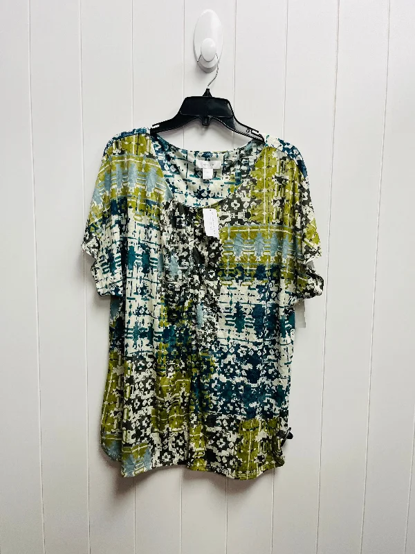 Top Short Sleeve By Cj Banks In Green, Size: 1x