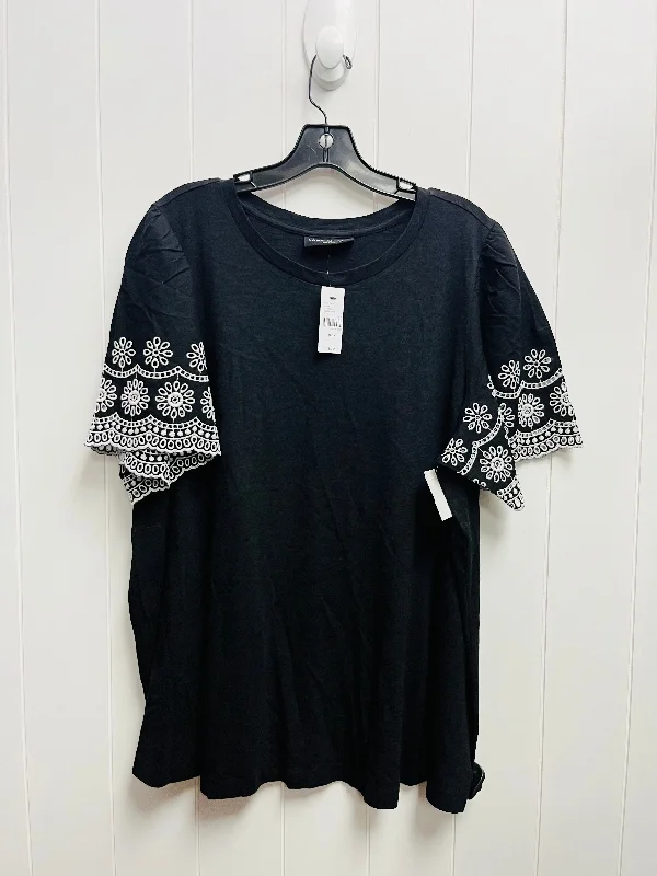 Top Short Sleeve By Lane Bryant In Black & White, Size: 18