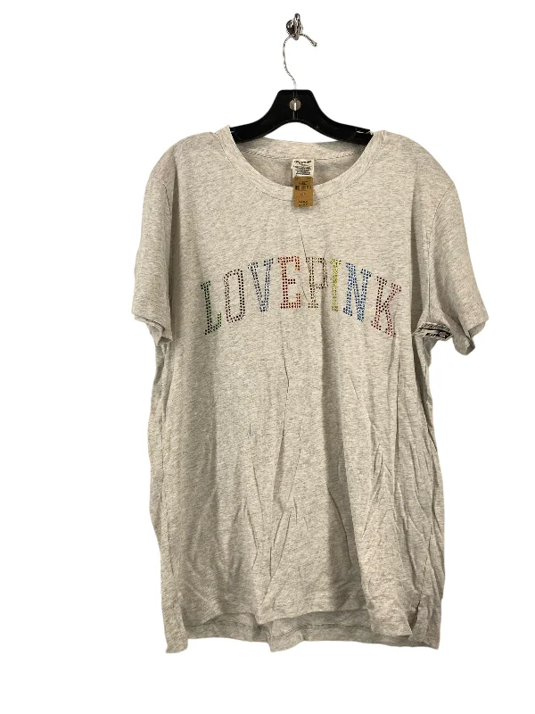 Top Short Sleeve By Pink In Grey, Size: L