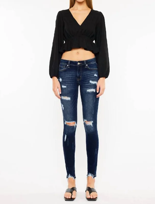 Cora Mid Rise Super Skinny Jean In Dark Wash