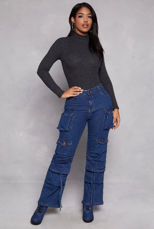 Daisy Denim High Waisted Cargo Pants