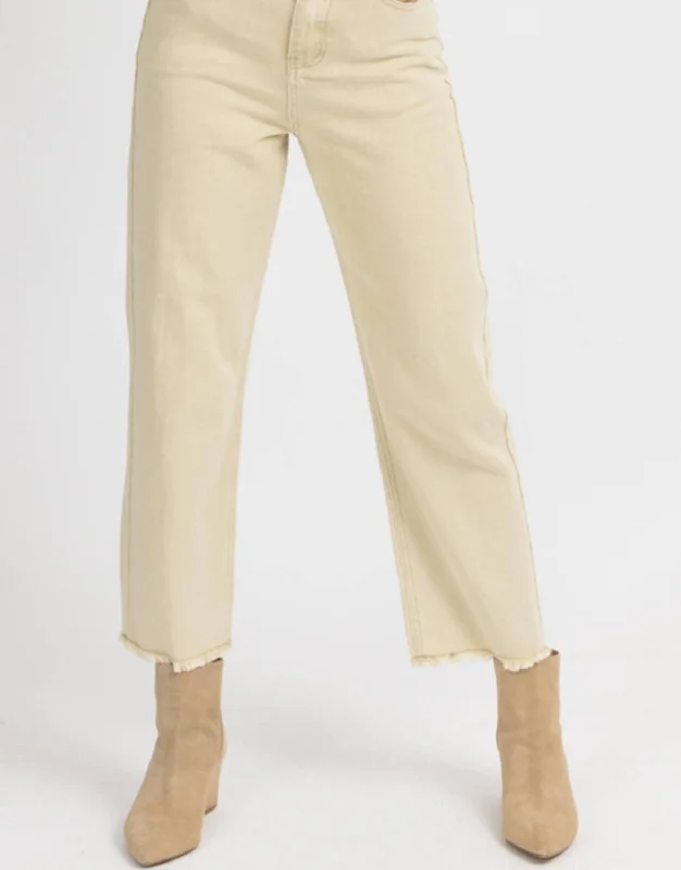 High Waisted Flare Jeans In Neutral Khaki