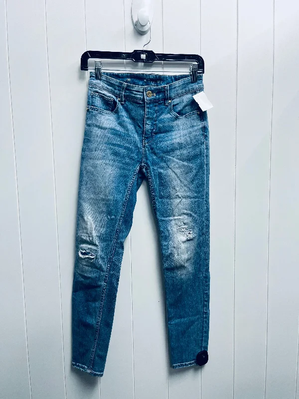 JEANS SKINNY WHITE HOUSE BLACK MARKET in BLUE DENIM, Size: 00