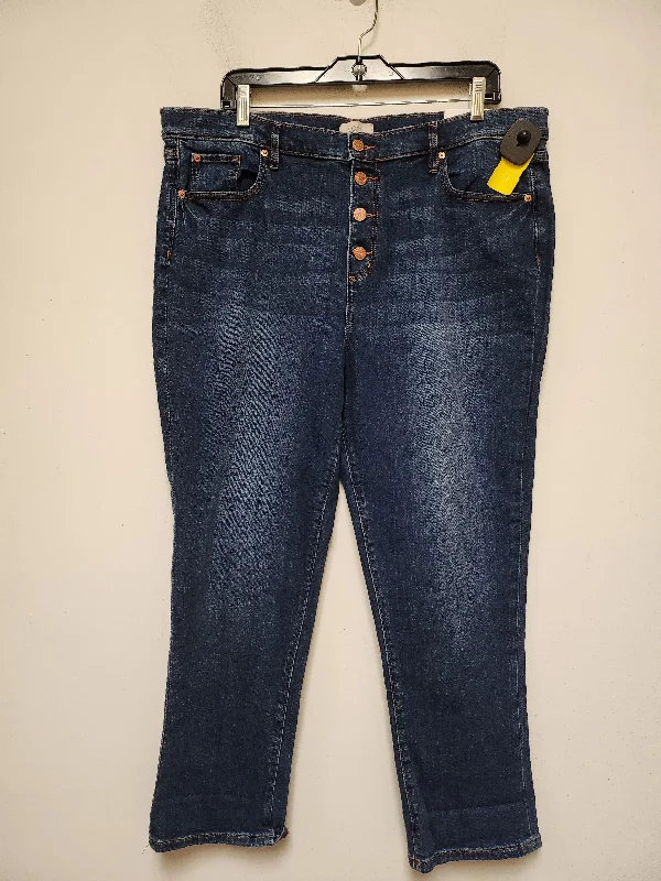 Jeans Straight By Loft In Blue Denim, Size: 16