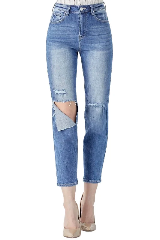 Relaxed Fit High Waist Jean In Blue