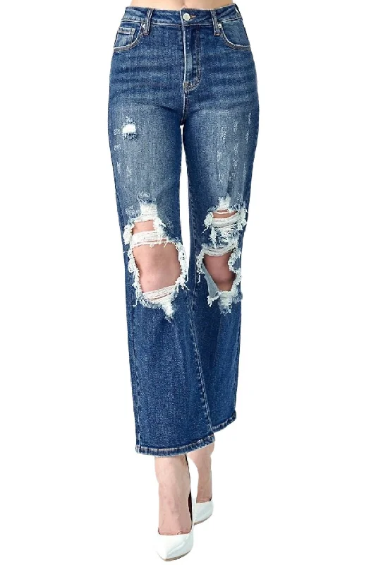 Straight Leg High Rise Jean In Dark Wash