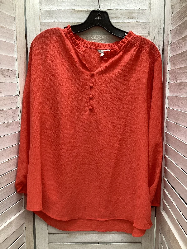 Top Long Sleeve By Cato In Peach, Size: Xl