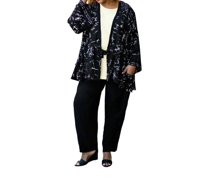 Edyth Plus Size Jacket In Black Batik