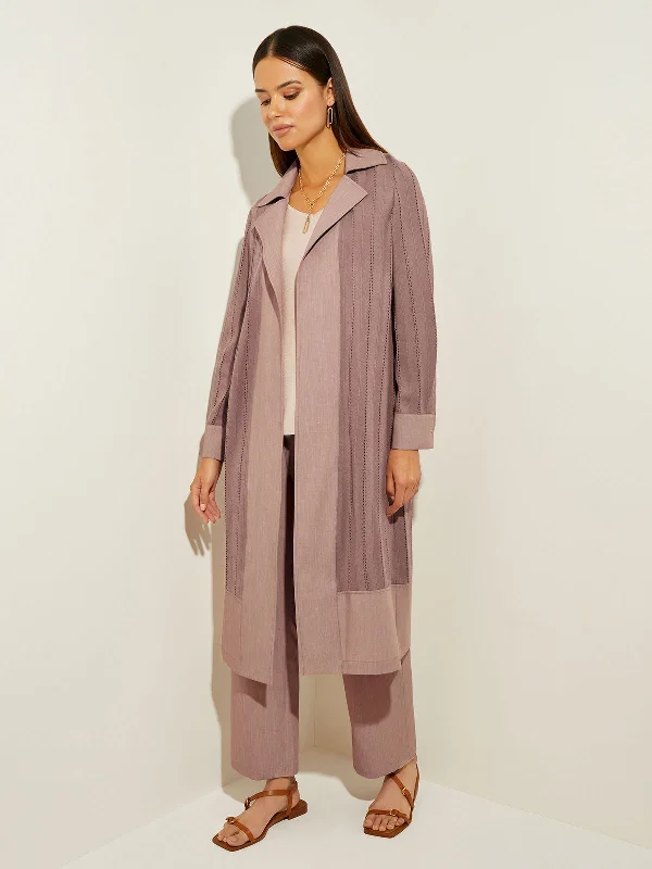 Twill Trim Sheer Recycled Knit Duster