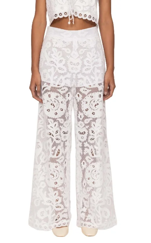 Lovina Embroidery Pant In Cream